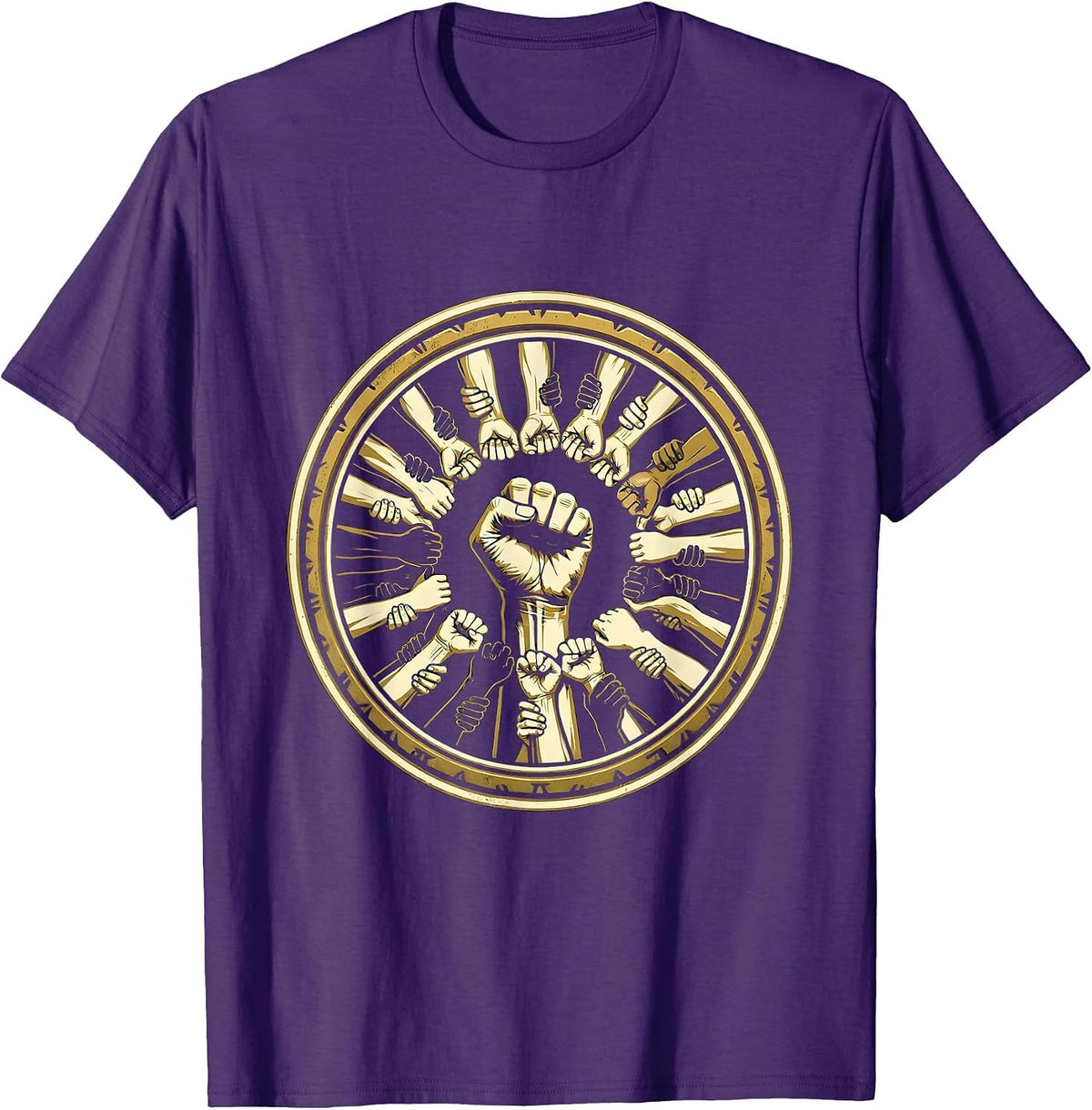 Equal Rights Raised Fist Unity Labor Day Graphic T-Shirt - Purple