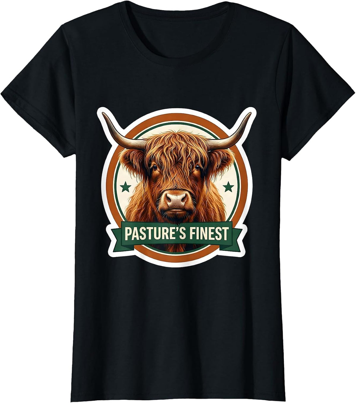 Pasture's Finest Funny Highland Cow Sarcastic Animal-Lover T-Shirt - Black