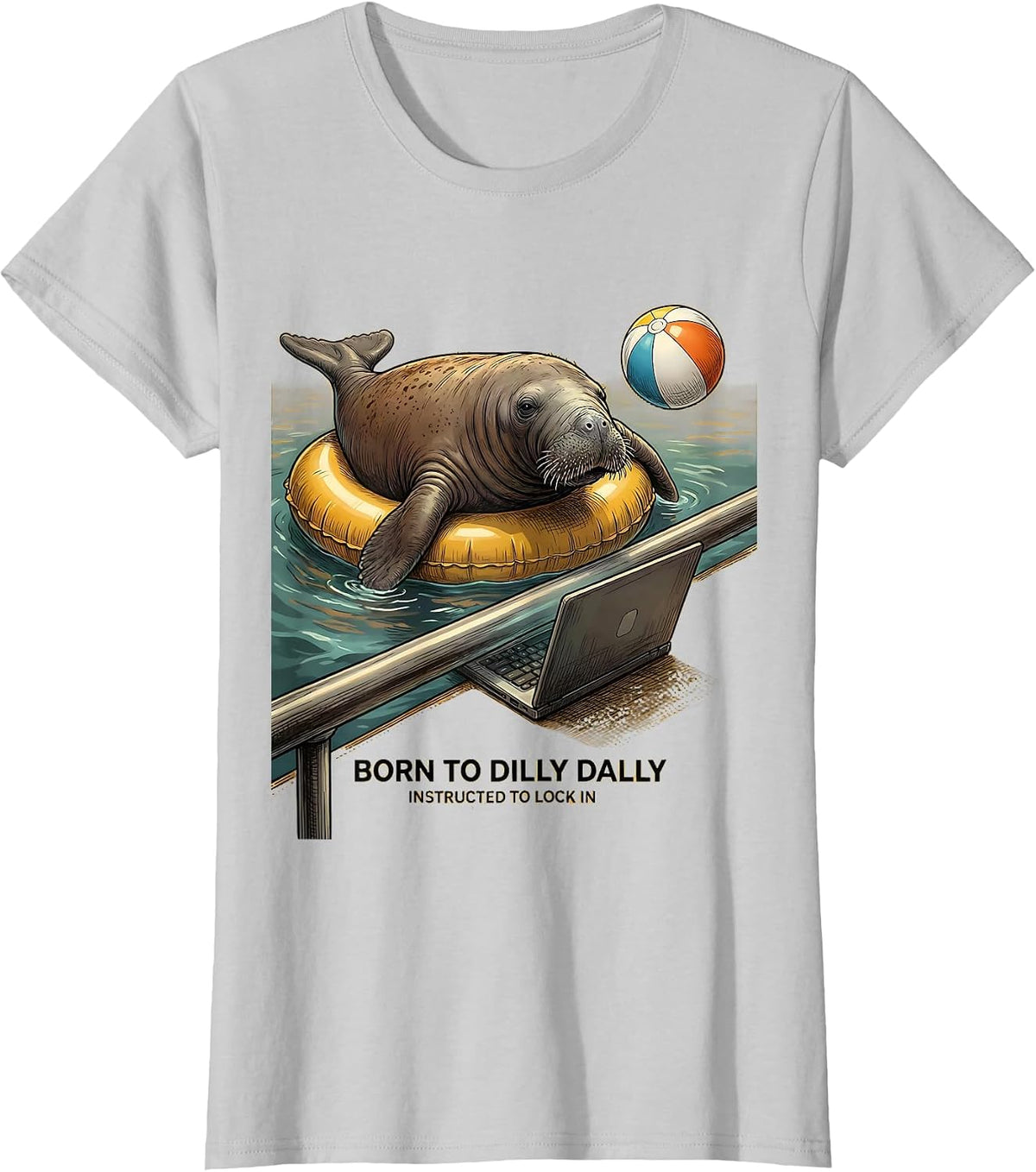 Born To Dilly Dally Funny Internet Meme Humor T-Shirt - Silver Grey