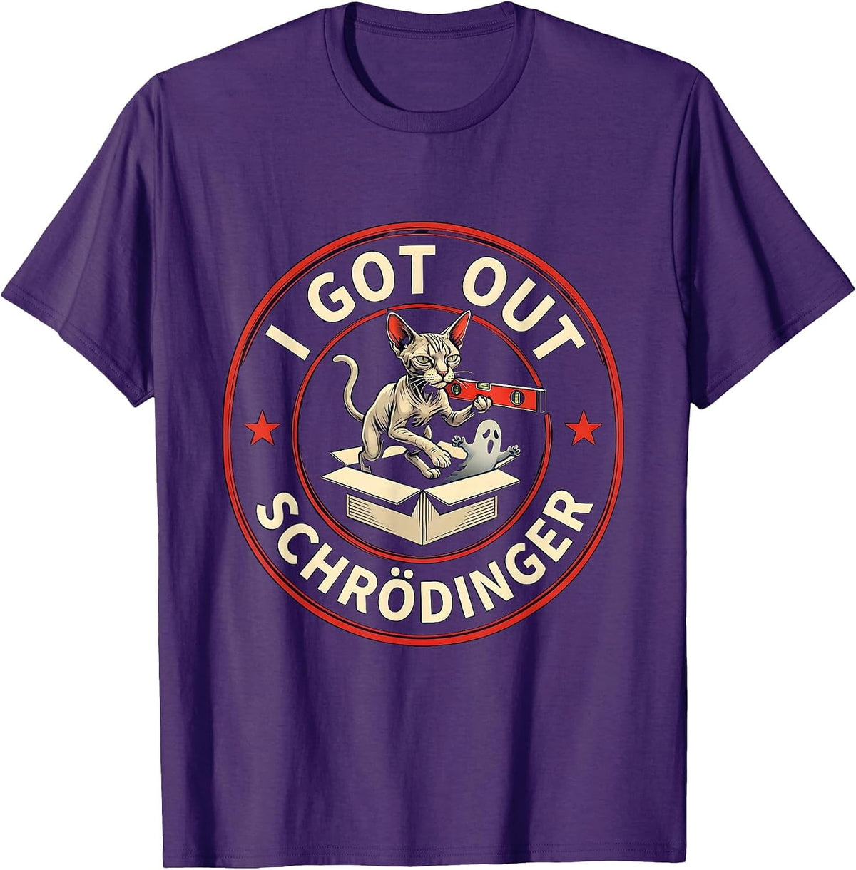 I Got Out, Schrödinger Funny Quantum Physics Science T-Shirt - Purple