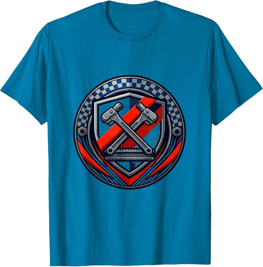 Pit Crew Crossed Air Wrenches and Tire Iron T-Shirt - Sapphire Blue