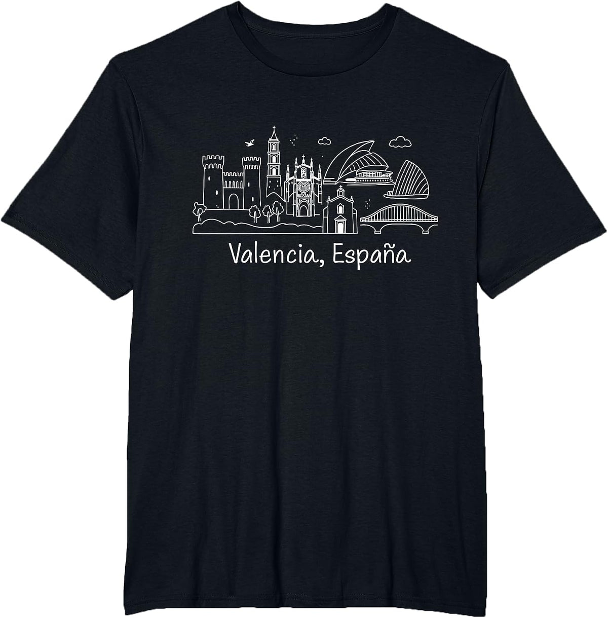 Souvenirs from Valencia Spain Skyline Valencia España T-Shirt - Black
