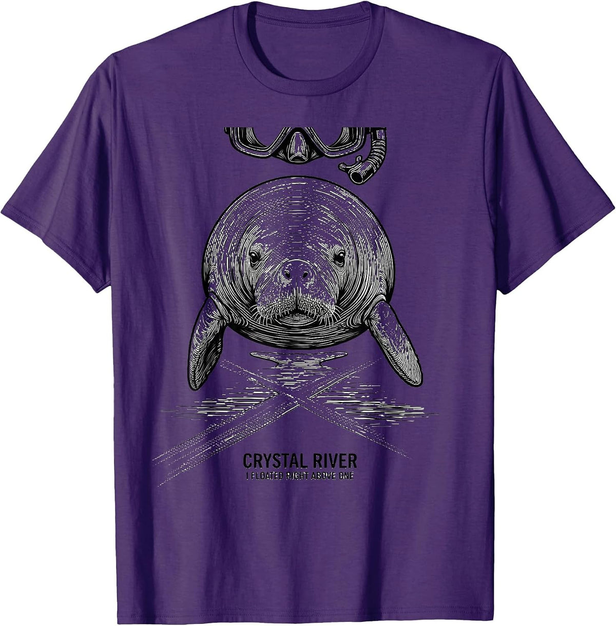 Crystal River, I Floated Right Above One Manatee Humor T-Shirt - Purple