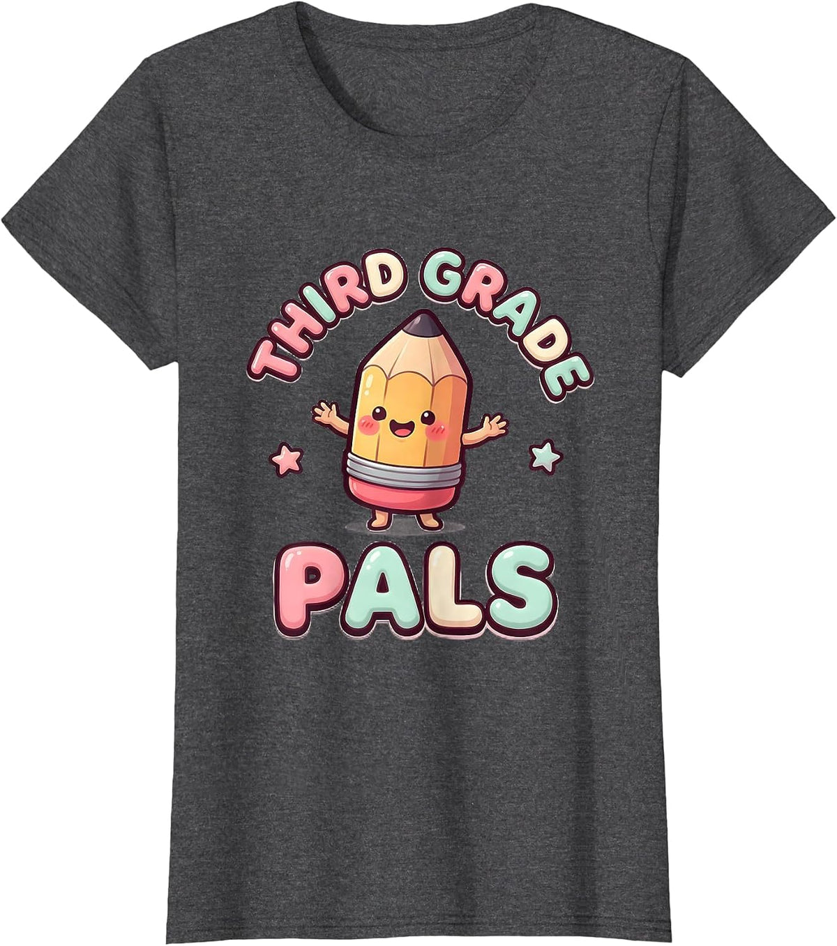 Women's Third Grade Pals Cute Kawaii Back To School Teacher Student T-Shirt - Dark Heather Grey