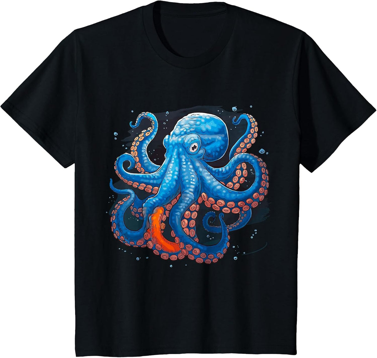 Blue Octopus T-Shirt - Black