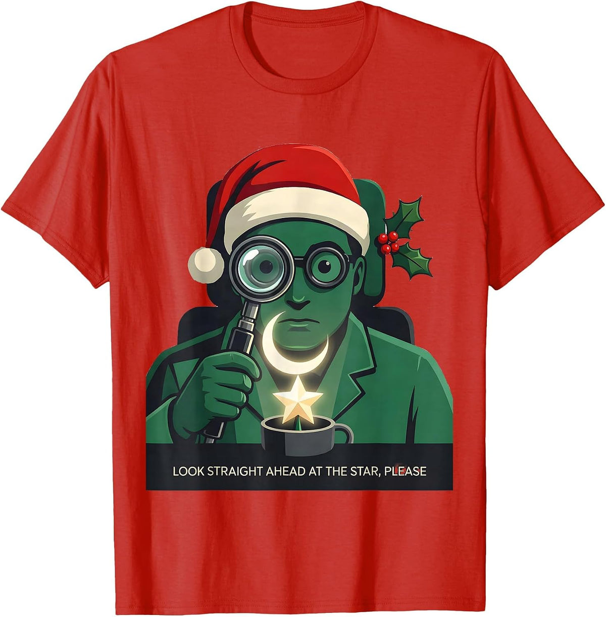 Men's Look Straight Ahead At The Star, Please Funny Optometrist T-Shirt - Red