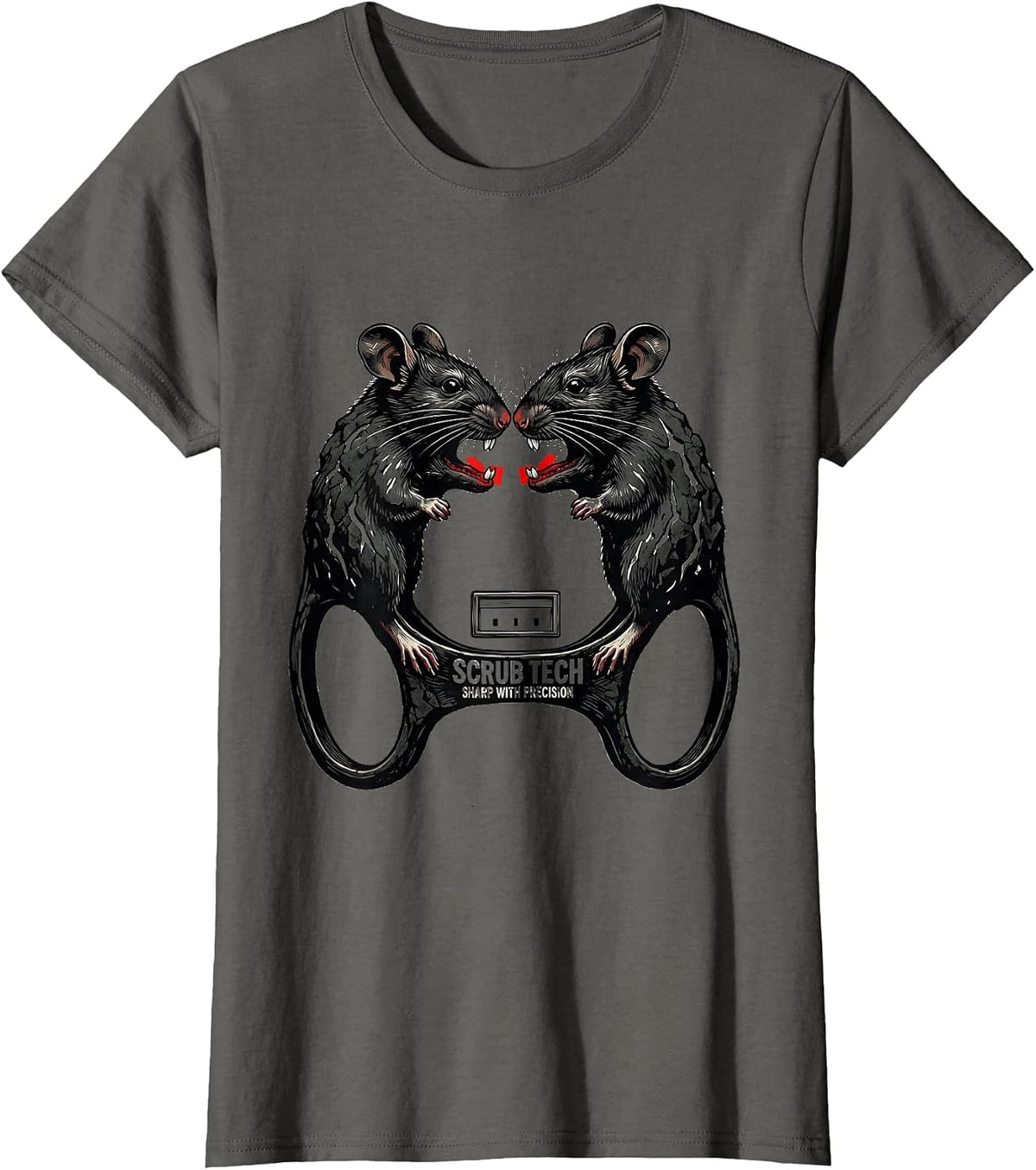 Women's Scrub Tech Sharp With Precision Surgical Technologist T-Shirt - Asphalt Grey