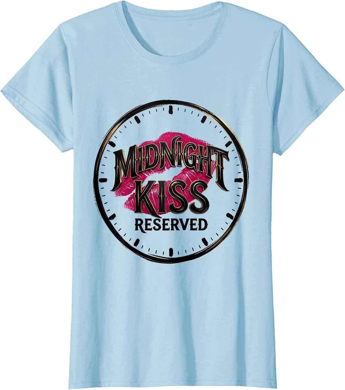 Midnight Kiss Reserved Flirty Playful New Year's Eve Party T-Shirt - Baby Blue