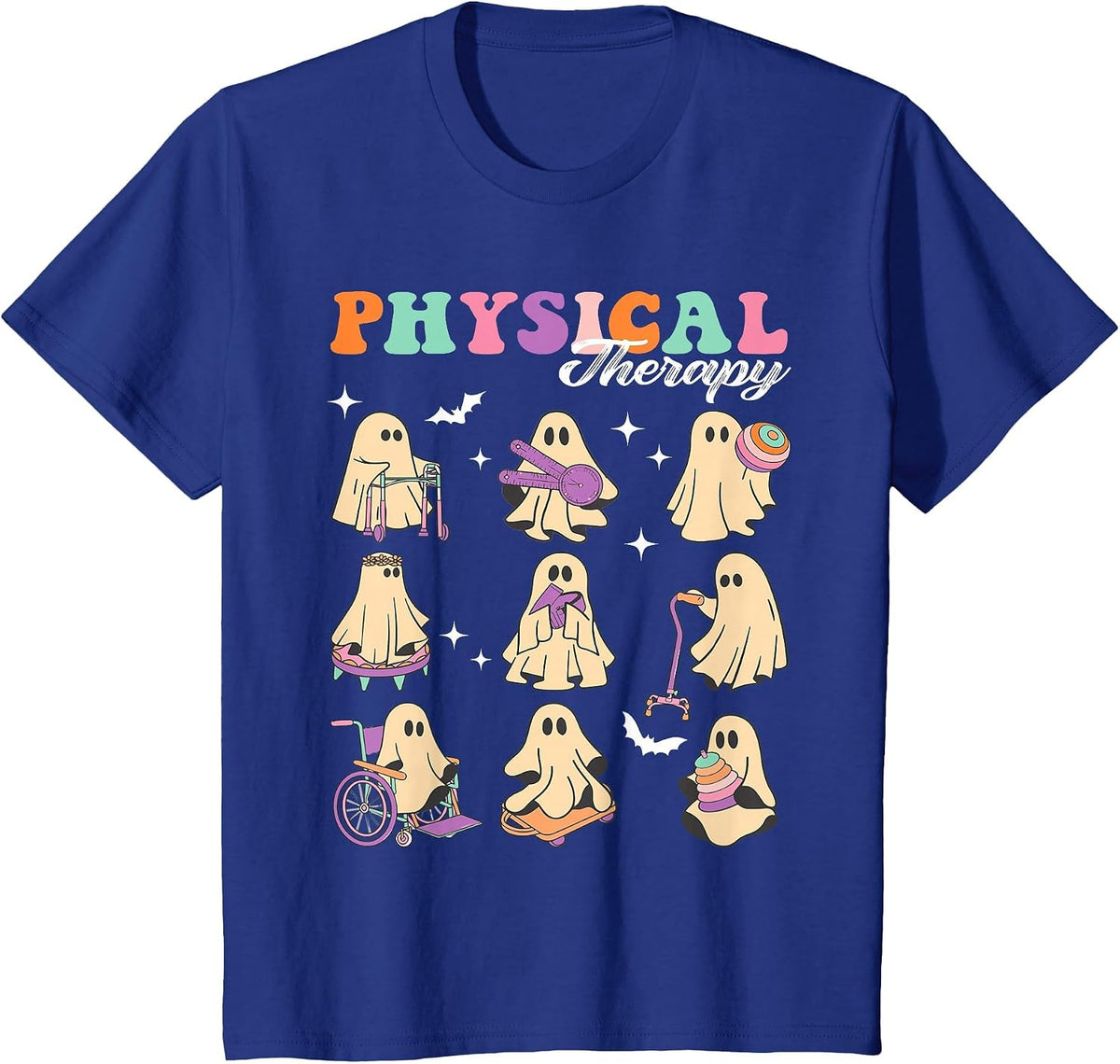 Ghost Physical Therapy Physical Therapist Halloween Groovy T-Shirt - Royal Blue