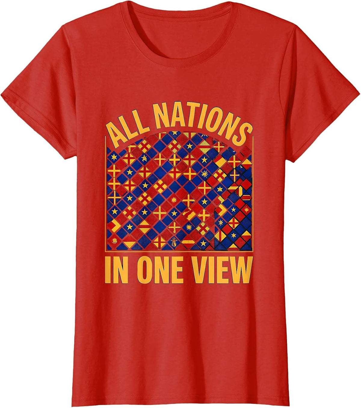All Nations In One View International Travel Geography Lover T-Shirt - Red