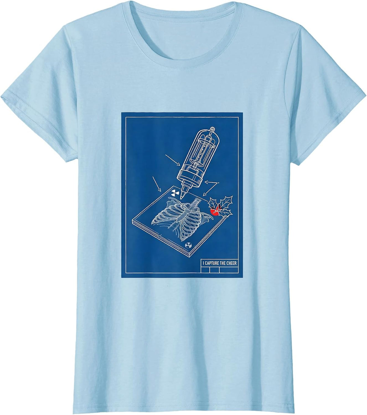 I Capture The Cheer Technical Blueprint Radiology Tech Humor T-Shirt - Baby Blue