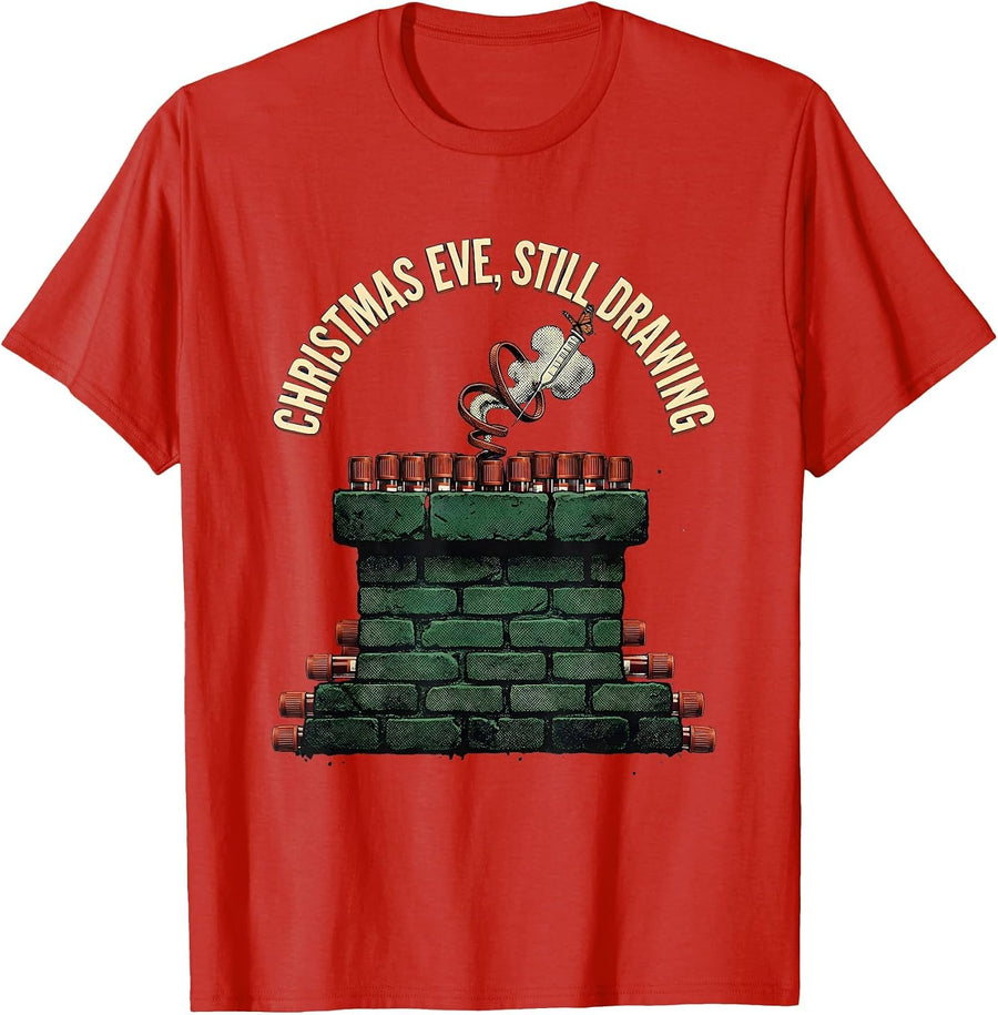 Men's Christmas Eve Still Drawing Vintage Phlebotomist Holiday T-Shirt - Red
