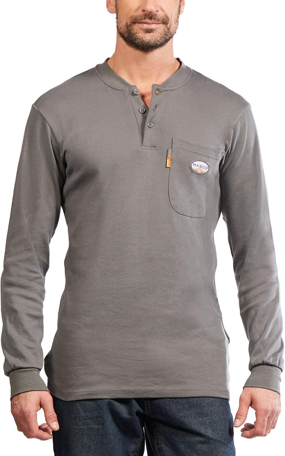 Rasco Flame Resistant Henley T-Shirt, Lightweight FR Shirts for Men - Gray