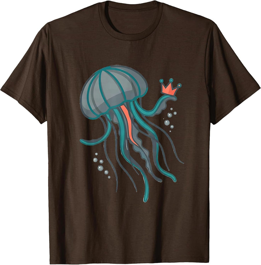 Proud Jellyfish Whimsical Ocean Creature Lover Gift T-Shirt - Brown