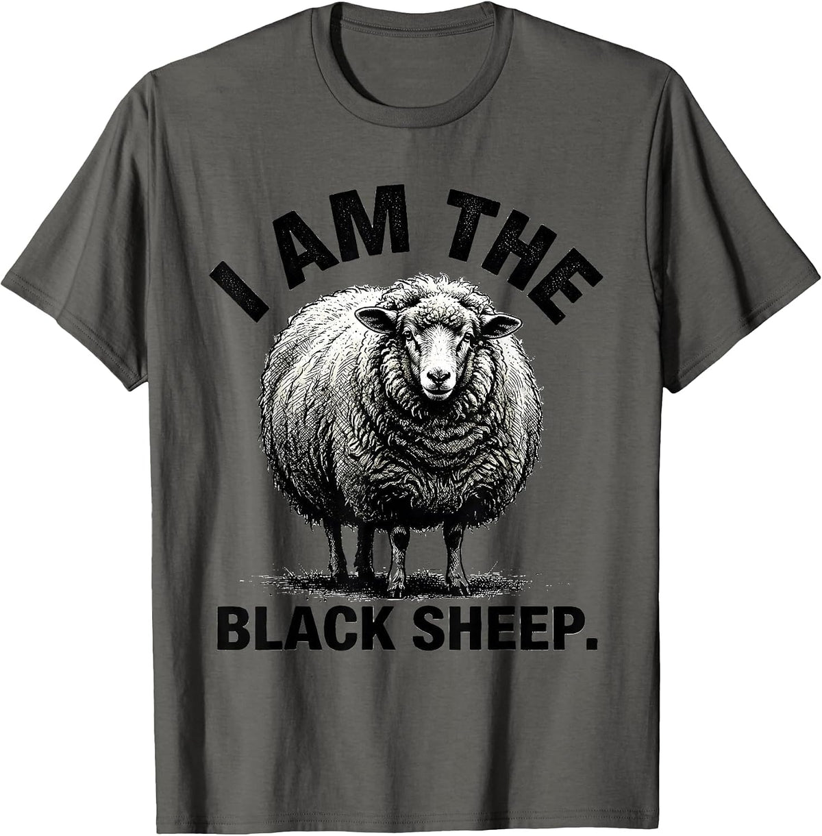 I Am The Black Sheep Funny Faith Outsider Identity T-Shirt - Asphalt Grey
