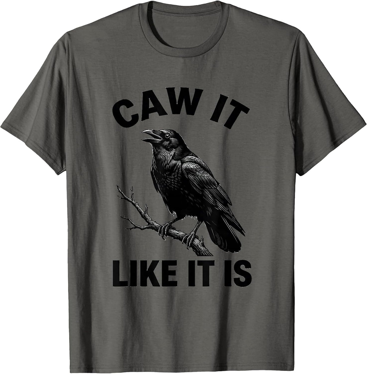 Men's Caw It Like It Is Dark Humor Crow Raven Bird Lover Gothic T-Shirt - Asphalt Grey