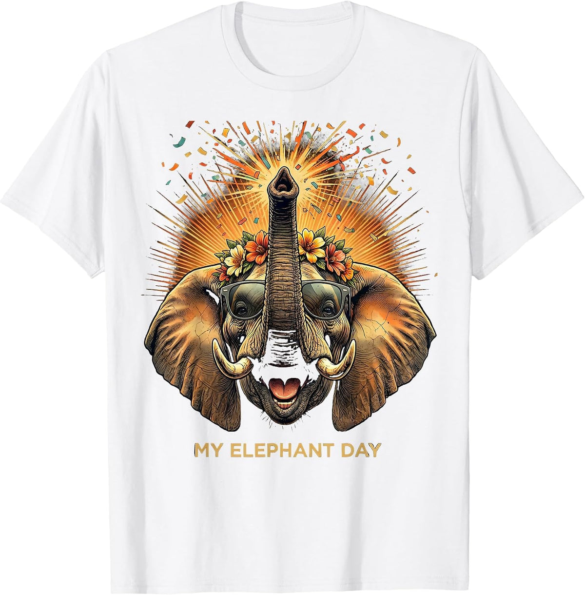 My Elephant Day Vintage Boho Elephant Lover Summer T-Shirt - White