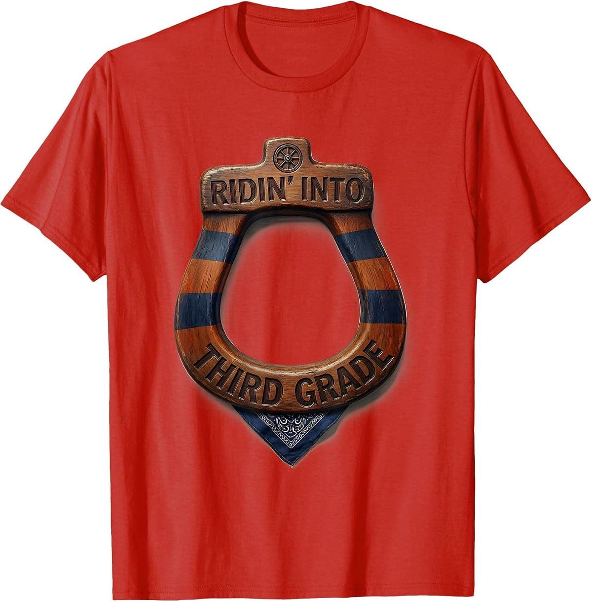 Men's Ridin Into Third Grade Western 3rd Grade Teacher Back To T-Shirt - Red