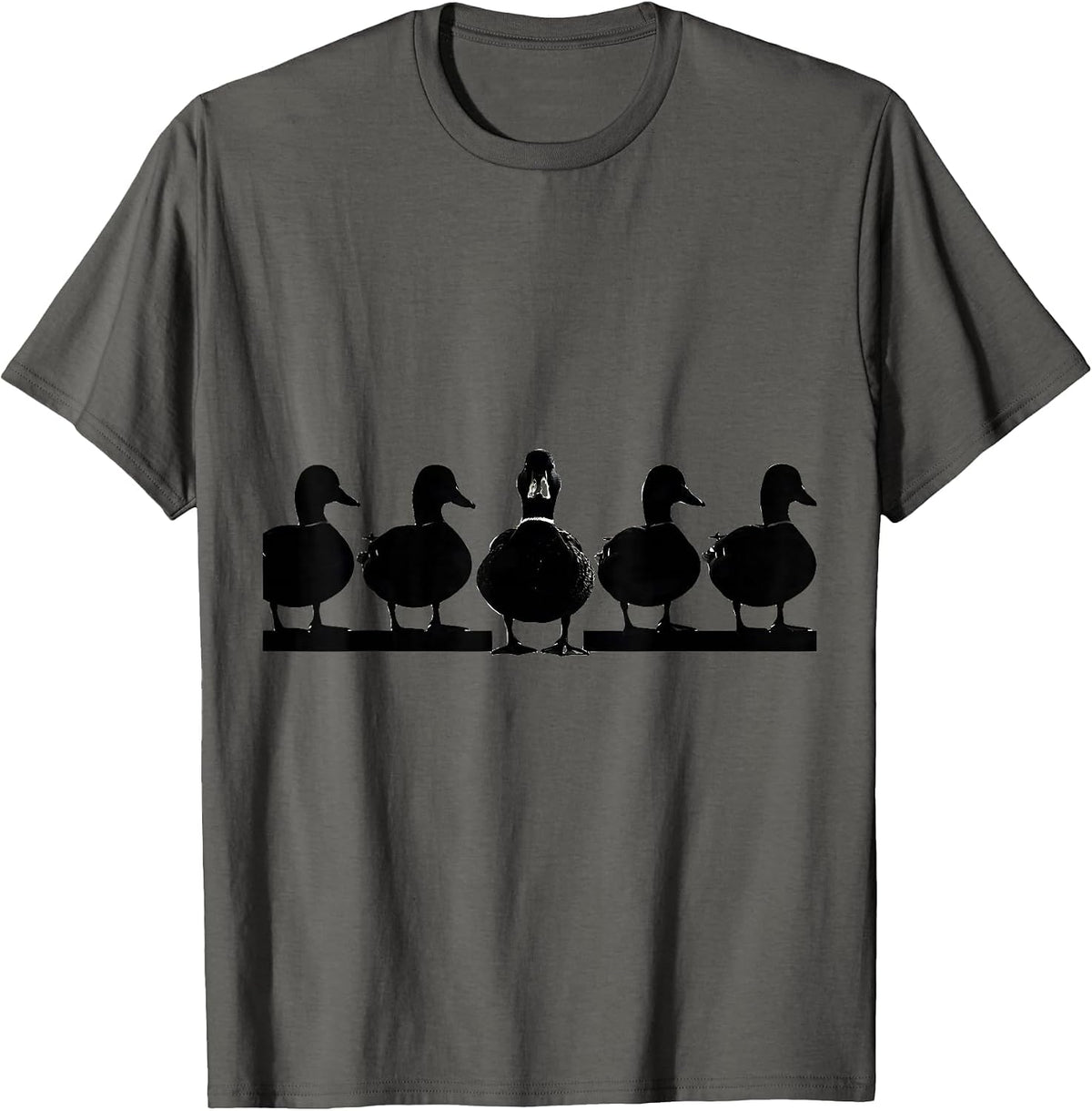 Men's Five Duck Silhouettes Funny Duck Lover Novelty T-Shirt - Asphalt Grey