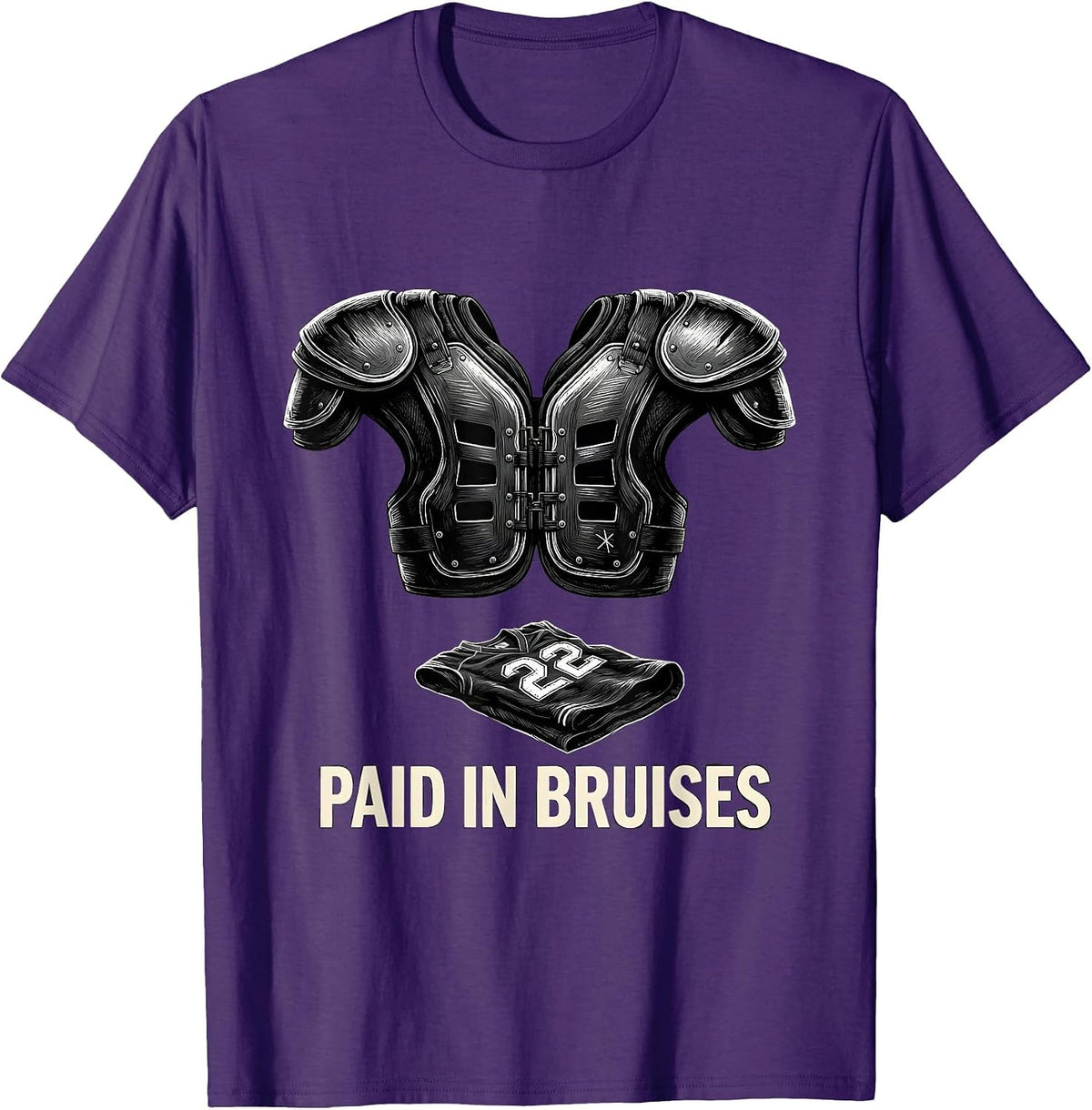 Paid In Bruises Funny Offensive Lineman Football Humor T-Shirt - Purple
