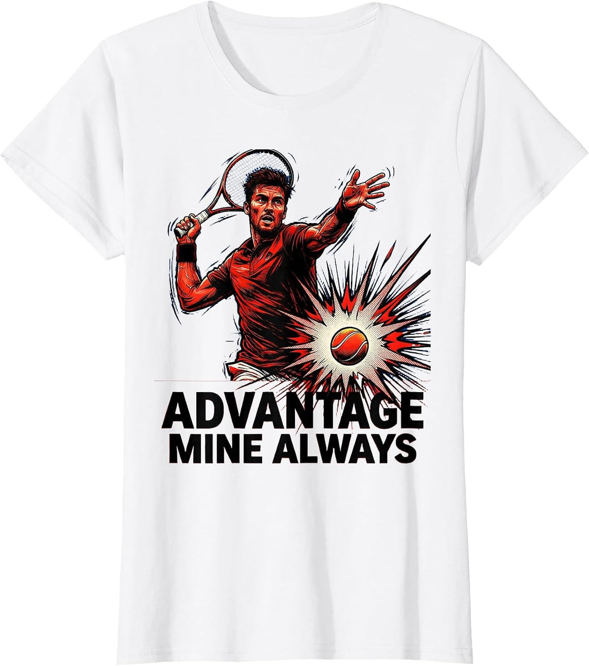 Advantage Mine Always Tennis Graphic Design T-Shirt - White