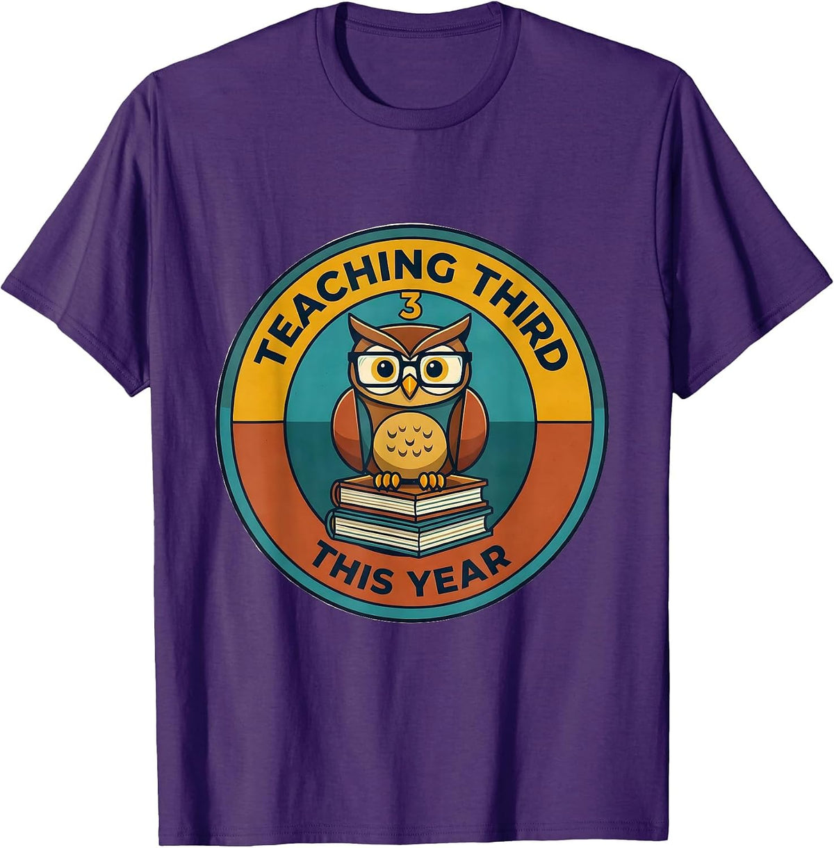 Men's Teaching Third This Year Midcentury Modern Teacher Grade T-Shirt - Purple