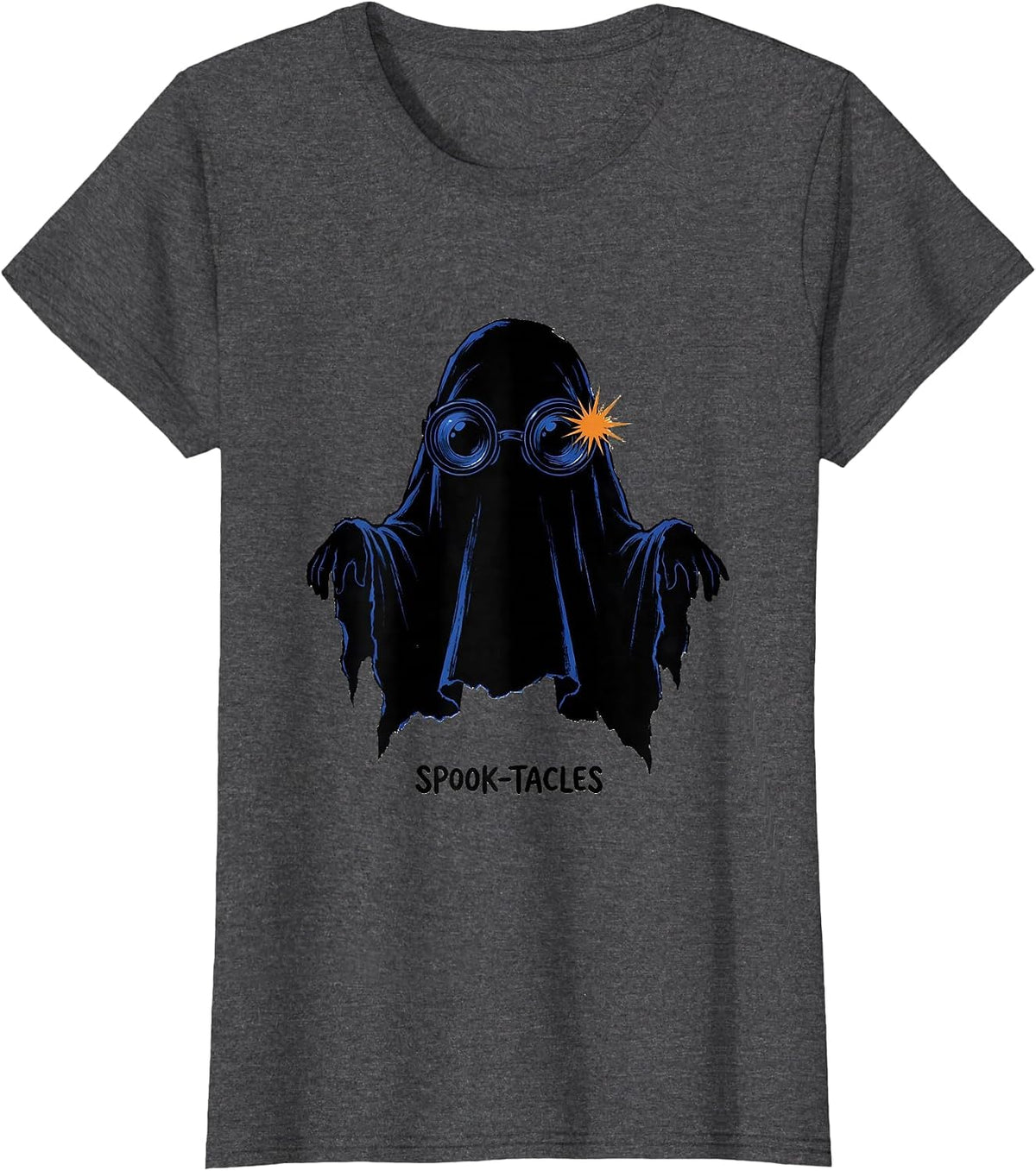 Women's Spook-tacles Cute Ghost Phlebotomist Halloween Occupation T-Shirt - Dark Heather Grey