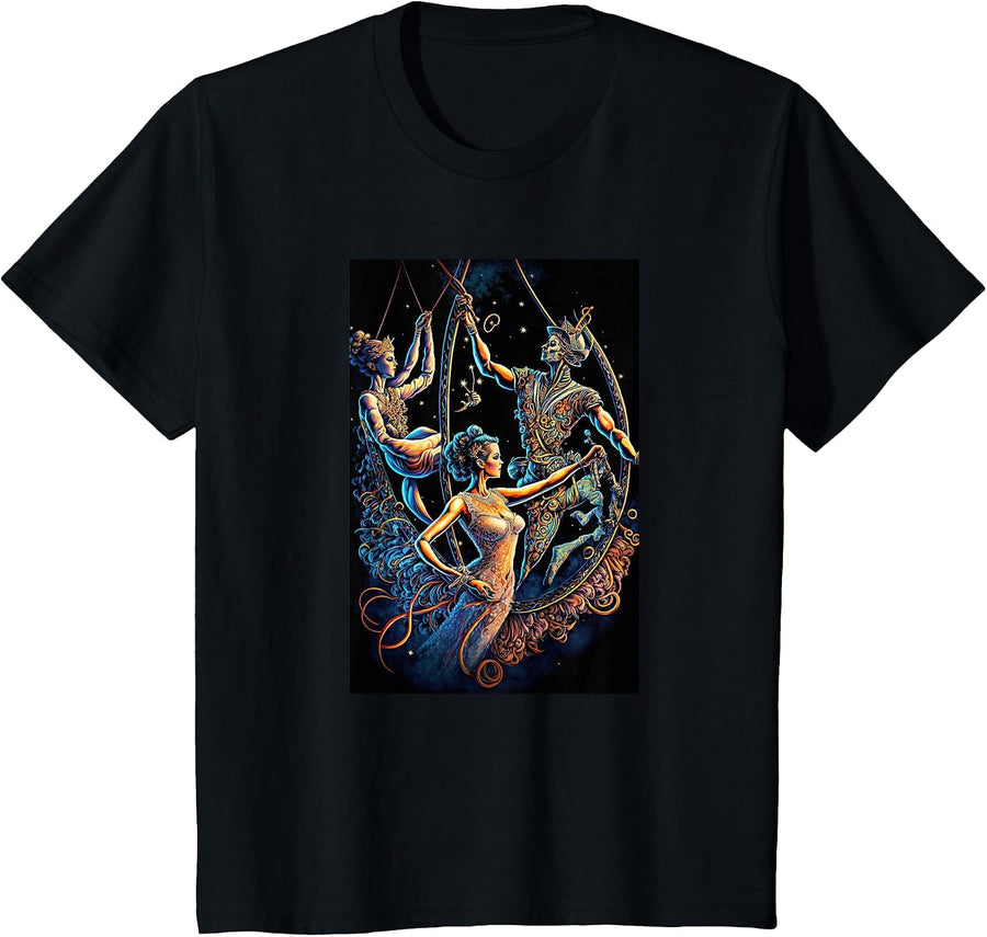 Circus Trapeze Artists Performers Cirque Art T-Shirt - Black