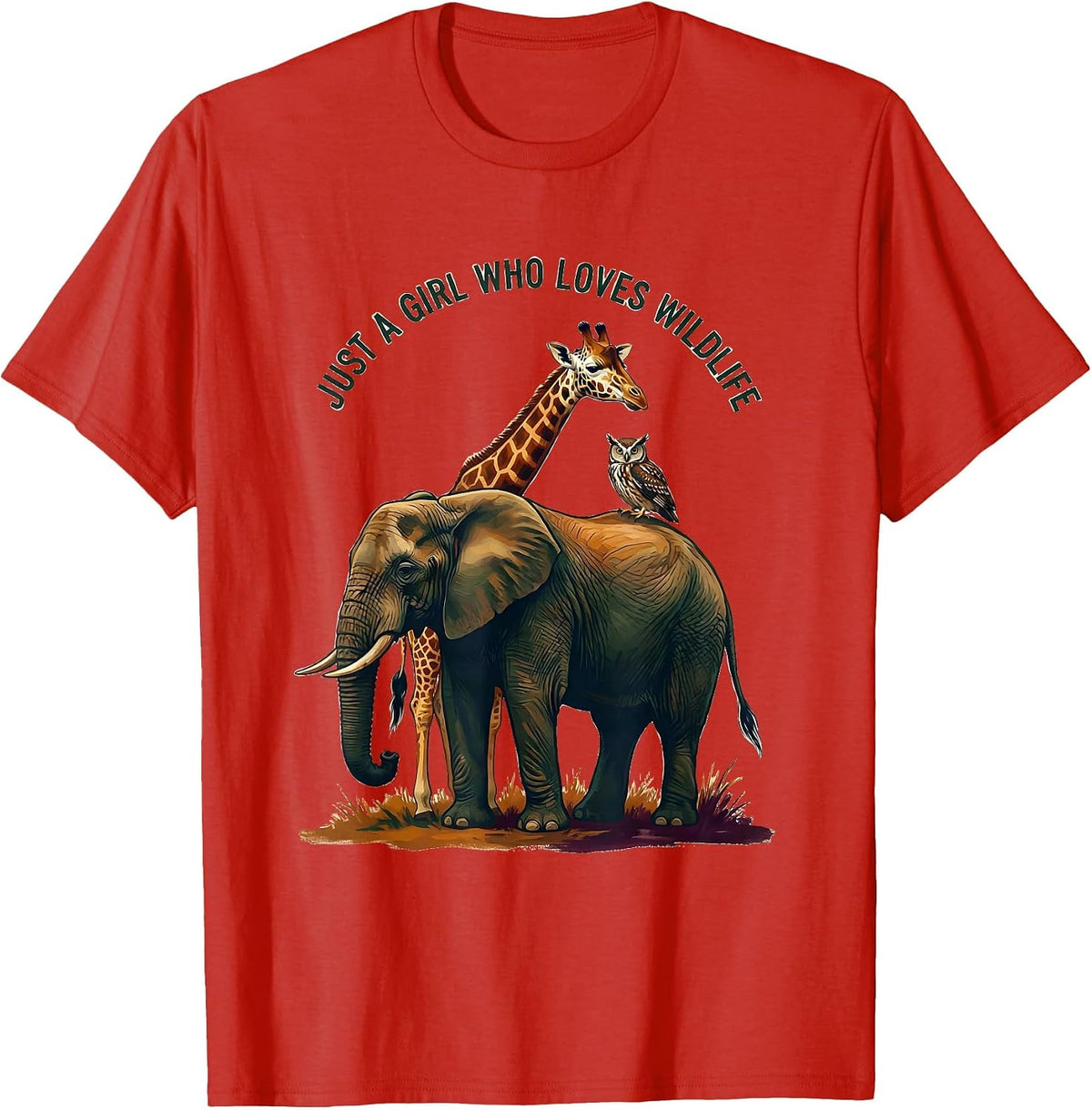 Men's Just A Girl Who Loves Wildlife Funny Animal Lover Humor T-Shirt - Red