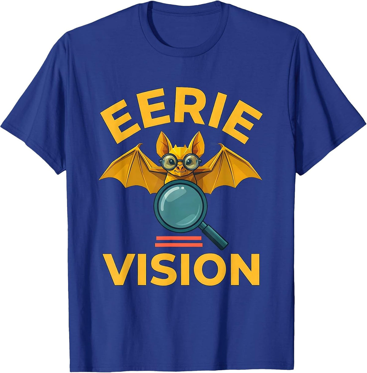 Men's Eerie Vision Flat Vector Halloween Optometrist Eye Doctor T-Shirt - Royal Blue