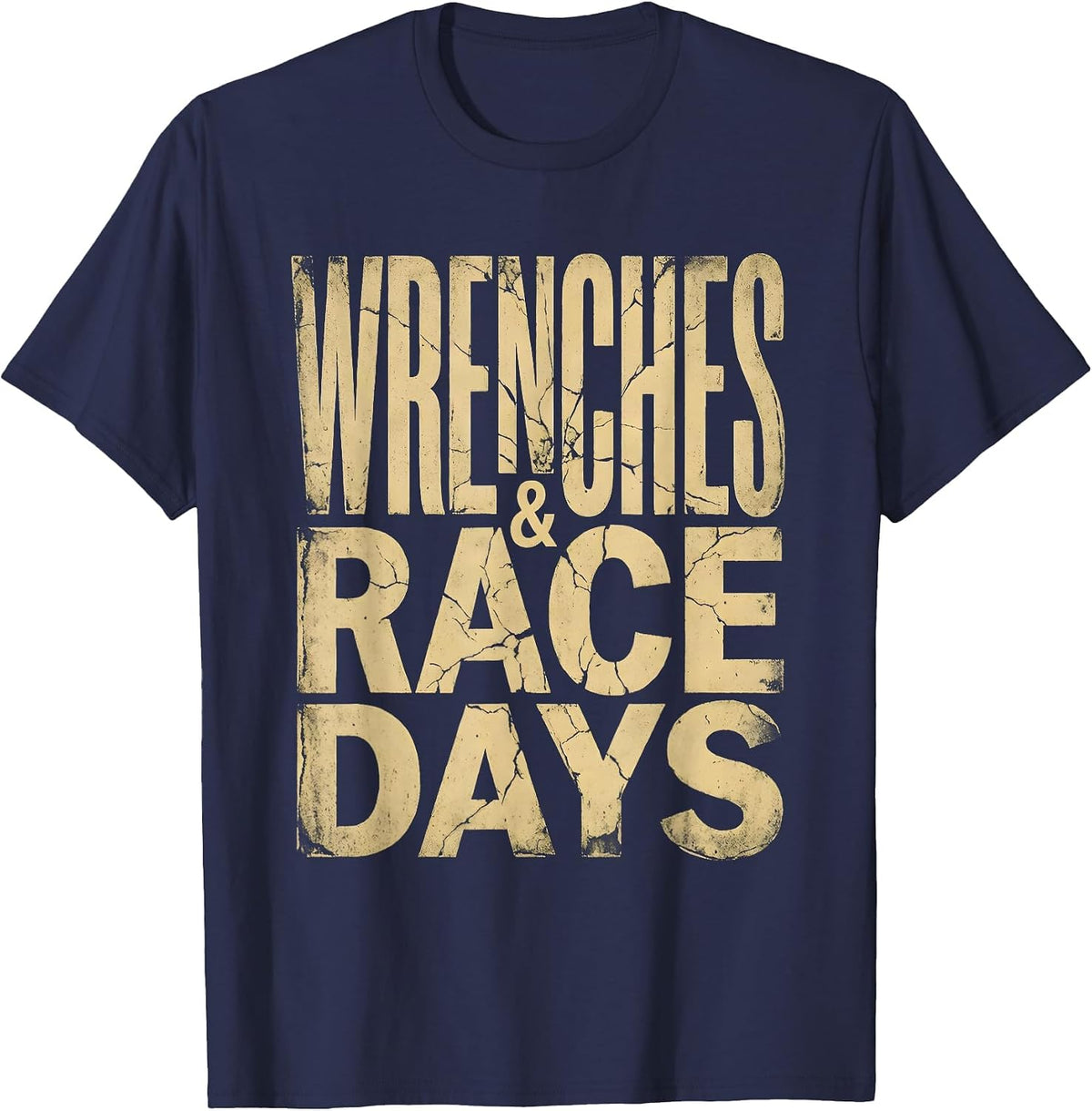 Men's Wrenches and Race Days Pit Crew Design T-Shirt - Navy Blue