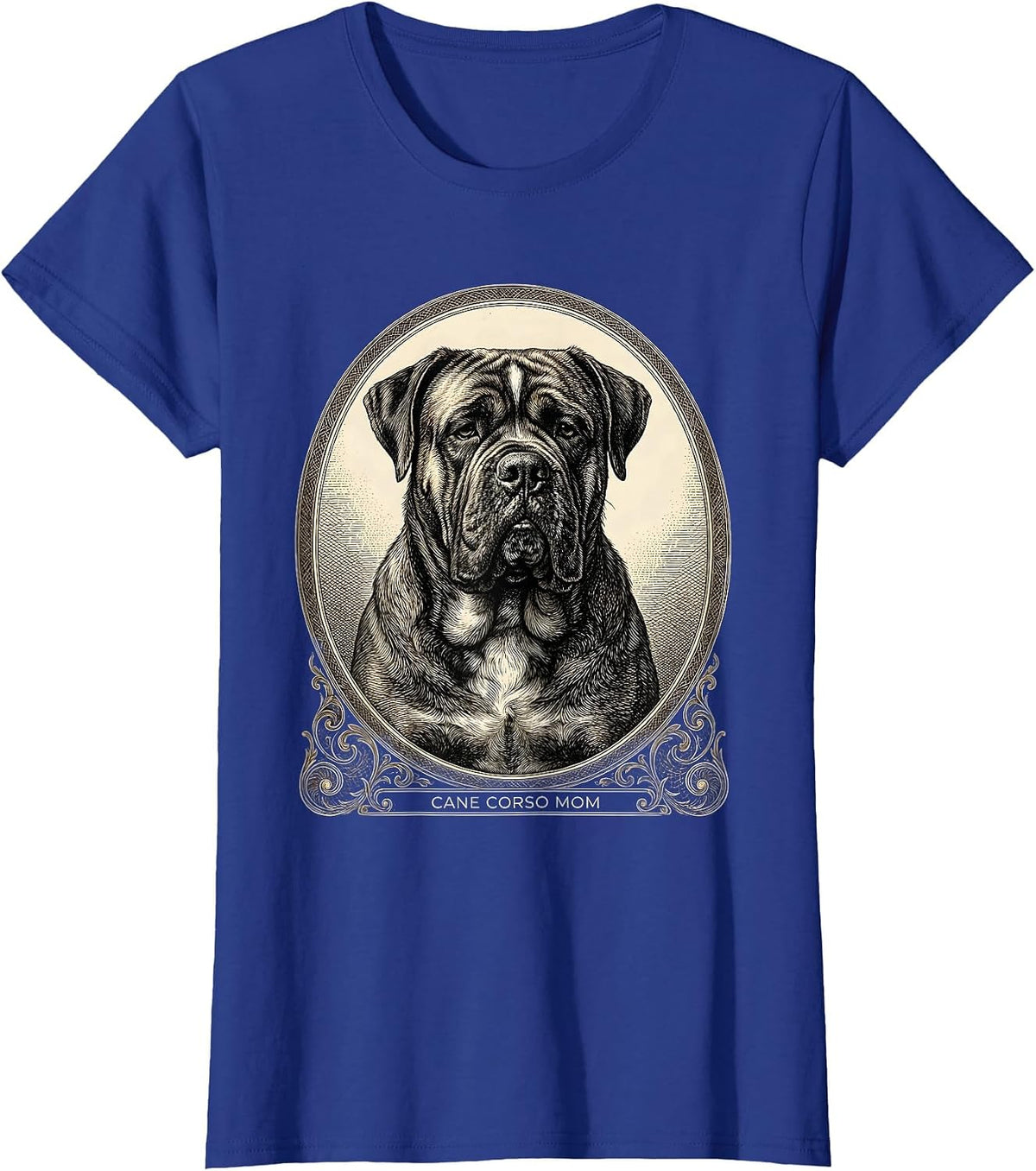 Women's Cane Corso Mom Sentimental Dog Owner Pride Crosshatch T-Shirt - Royal Blue