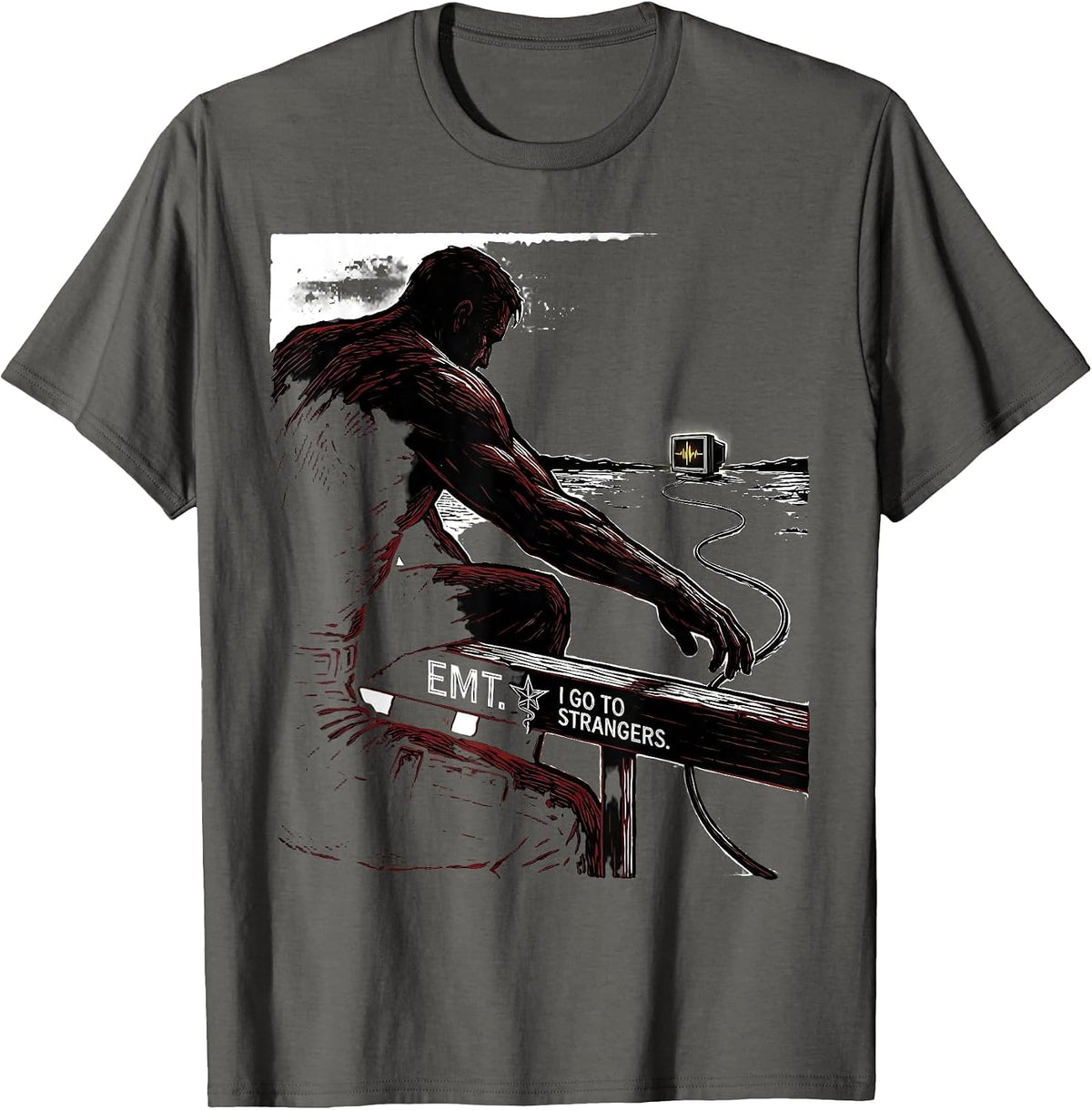 Men's EMT I Go To Strangers Funny Paramedic EMS Gift T-Shirt - Asphalt Grey