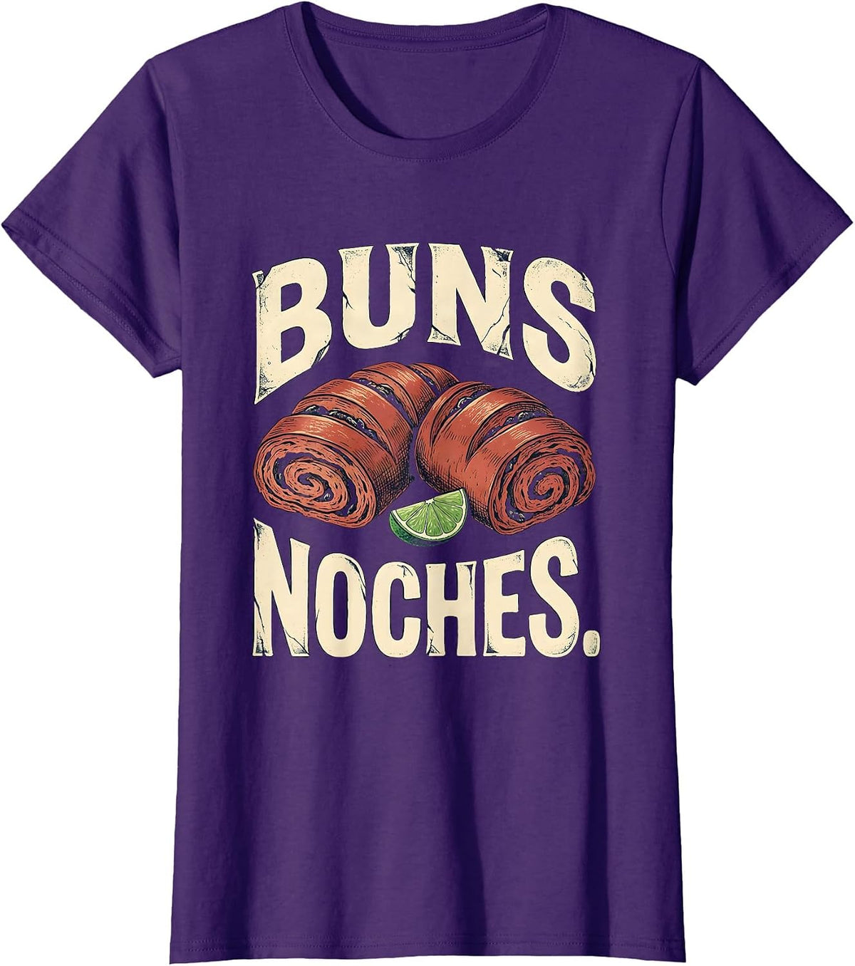 Women's Buns Noches Vintage Cinco De Mayo Spanish Pun Party Humor T-Shirt - Purple