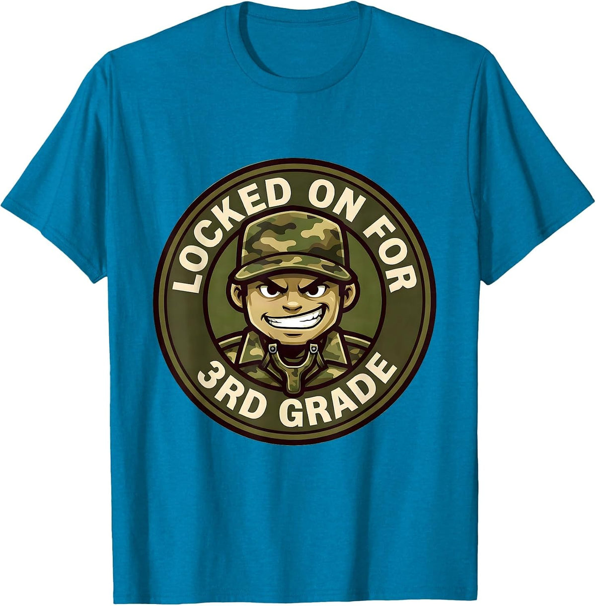 Locked On For 3rd Grade Camo Back To School Boy Teacher T-Shirt - Sapphire Blue
