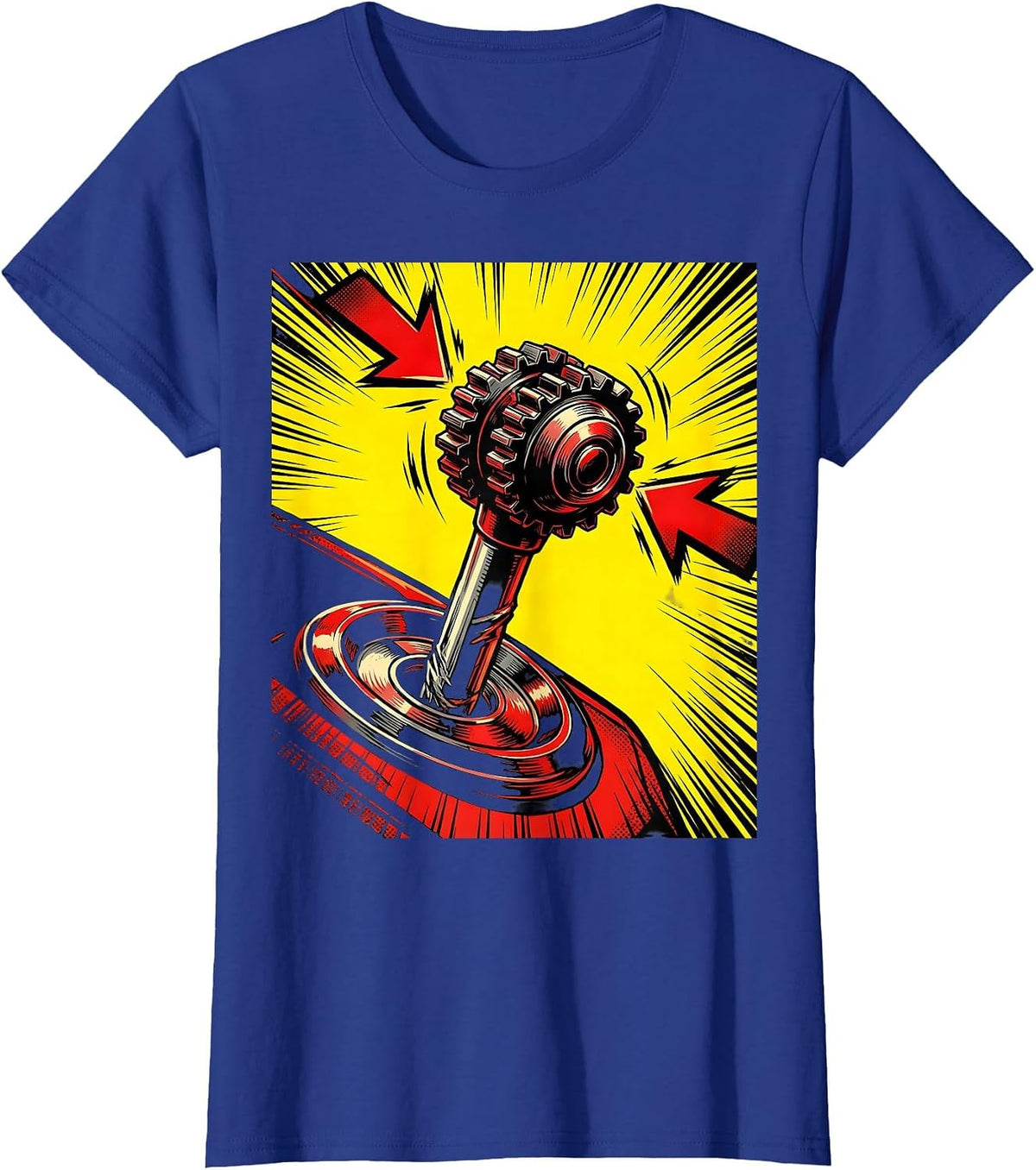 Women's Stuck In Between Funny Gear Shift Graphic T-Shirt - Royal Blue