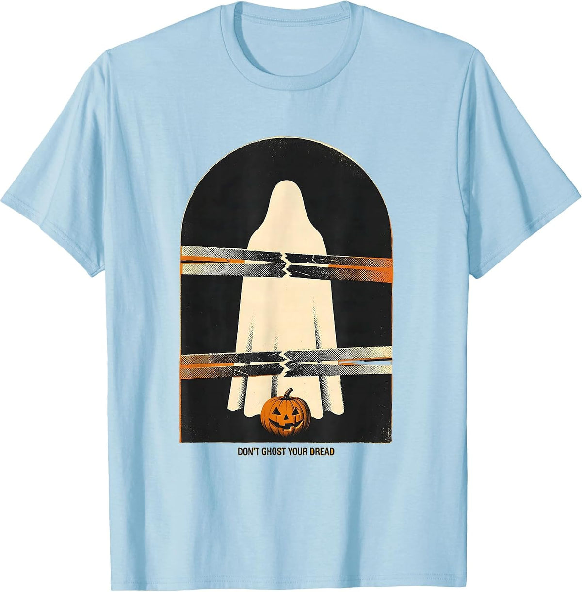 Men's Don't Ghost Your Dread Halloween Mental Health Screenprint T-Shirt - Baby Blue