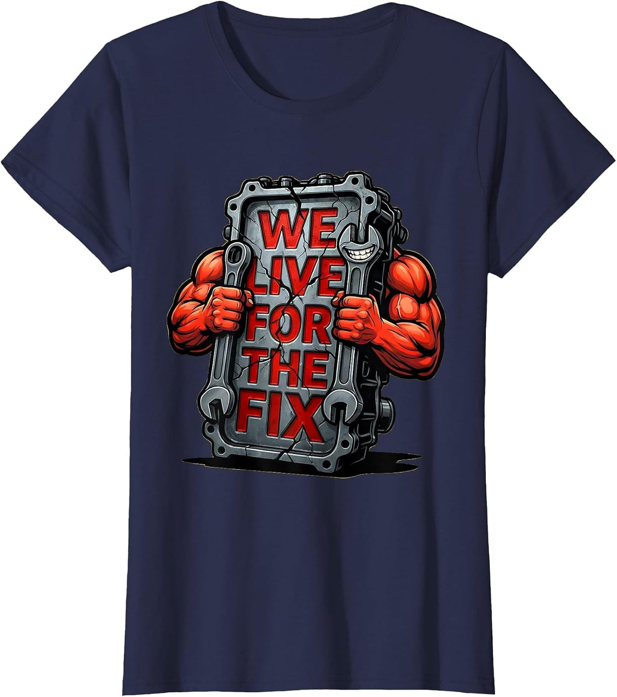 Women's We Live For The Fix Valley Forge Automotive Design T-Shirt - Navy Blue