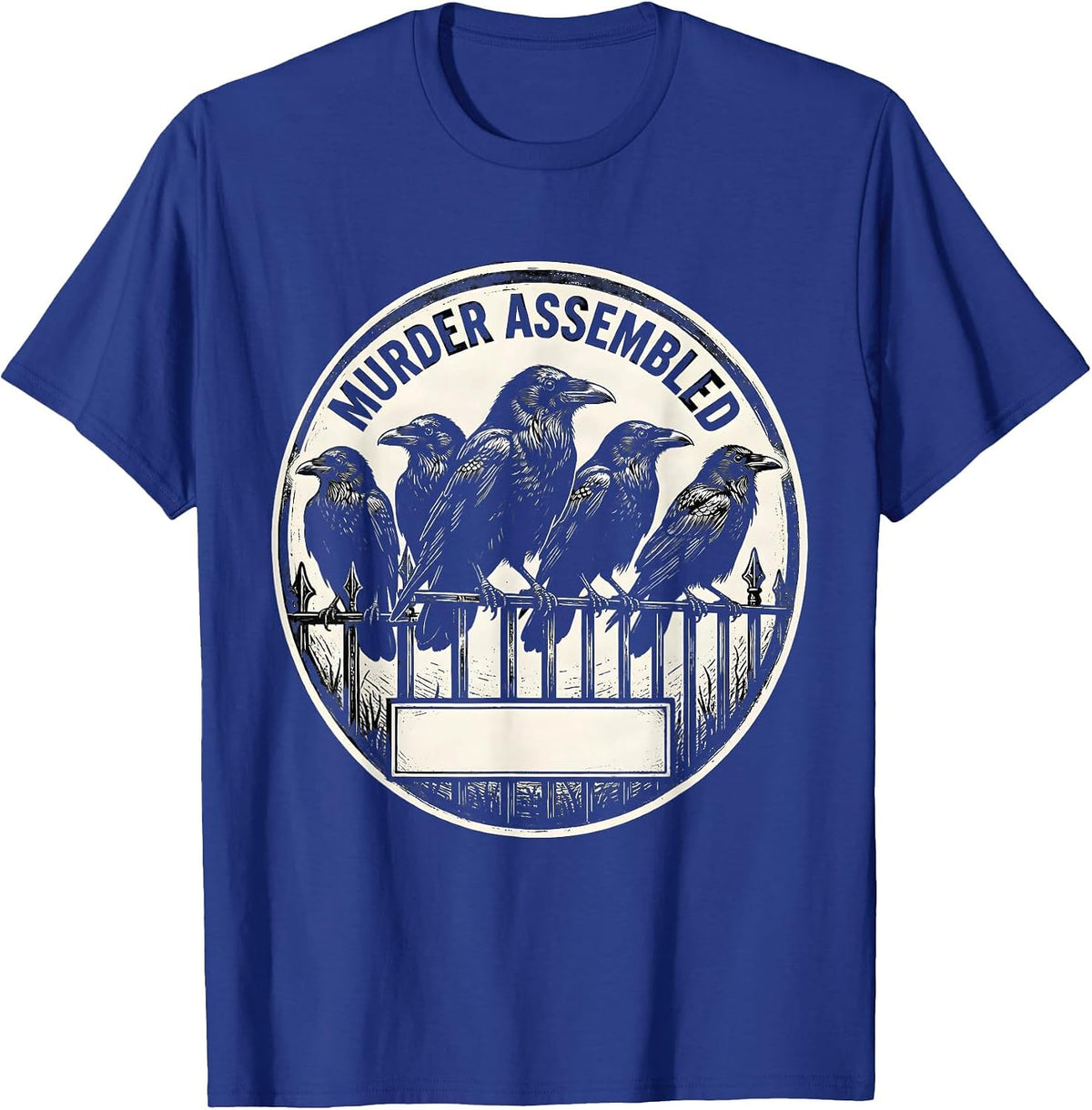 Murder Assembled Gothic Crow Humor Dark Bird Lover Pun T-Shirt - Royal Blue