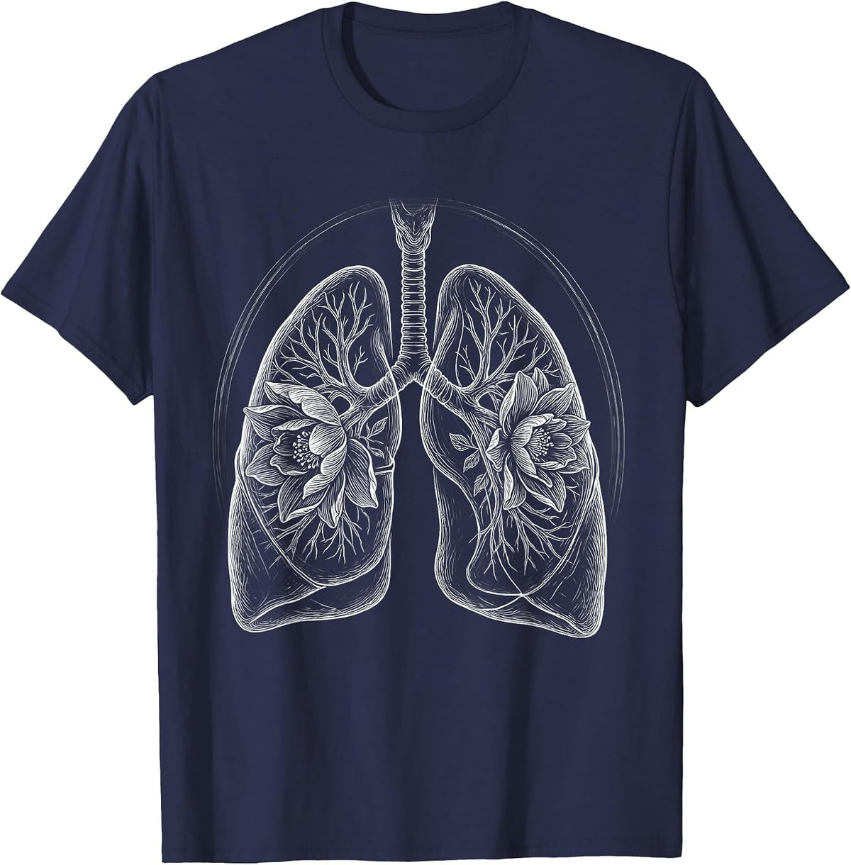 Men's Radiology Lungs Blooming Flowers X-Ray Art T-Shirt - Navy Blue
