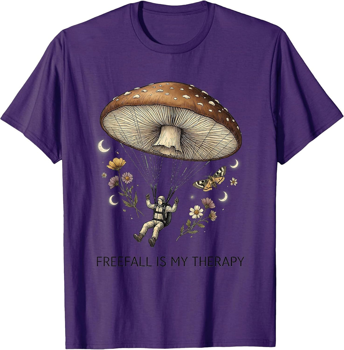 Freefall Is My Therapy Skydiving Design T-Shirt - Purple