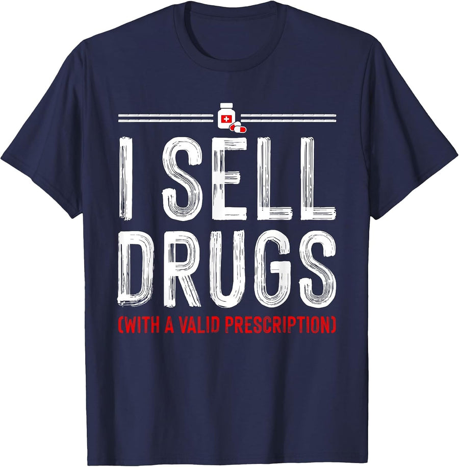 Funny Drug Design Pharmacist Men Women Pharmacy Technician T-Shirt - Navy Blue