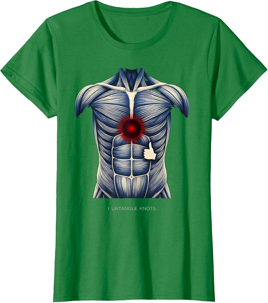 Women's I Untangle Knots Geometric Massage Therapist LMT Humor T-Shirt - Kelly Green