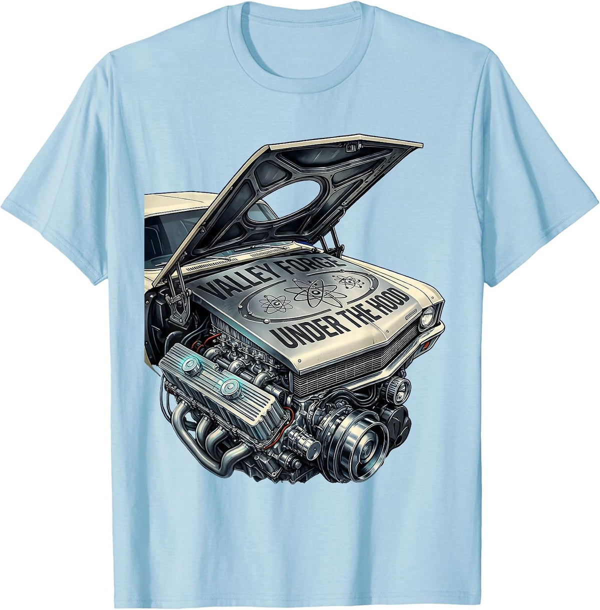 Men's Valley Forge Under the Hood Automotive Design T-Shirt - Baby Blue