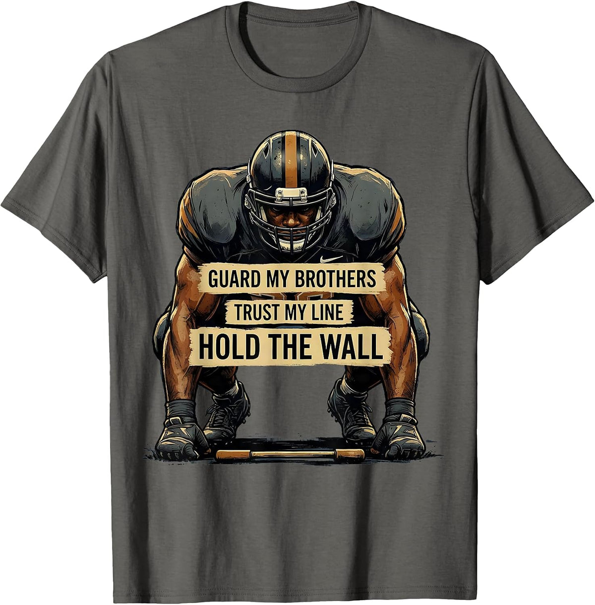 Men's Guard My Brothers Trust My Line Hold The Wall Lineman T-Shirt - Asphalt Grey