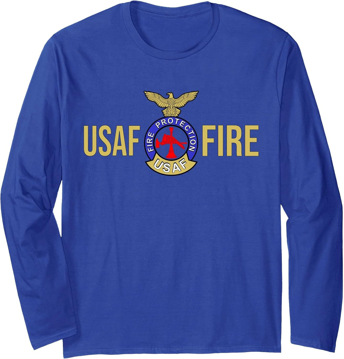 US AIR Force USAF FIRE Protection Rescue Hazmat Long Sleeve T-Shirt - Adult Unisex Royal Blue