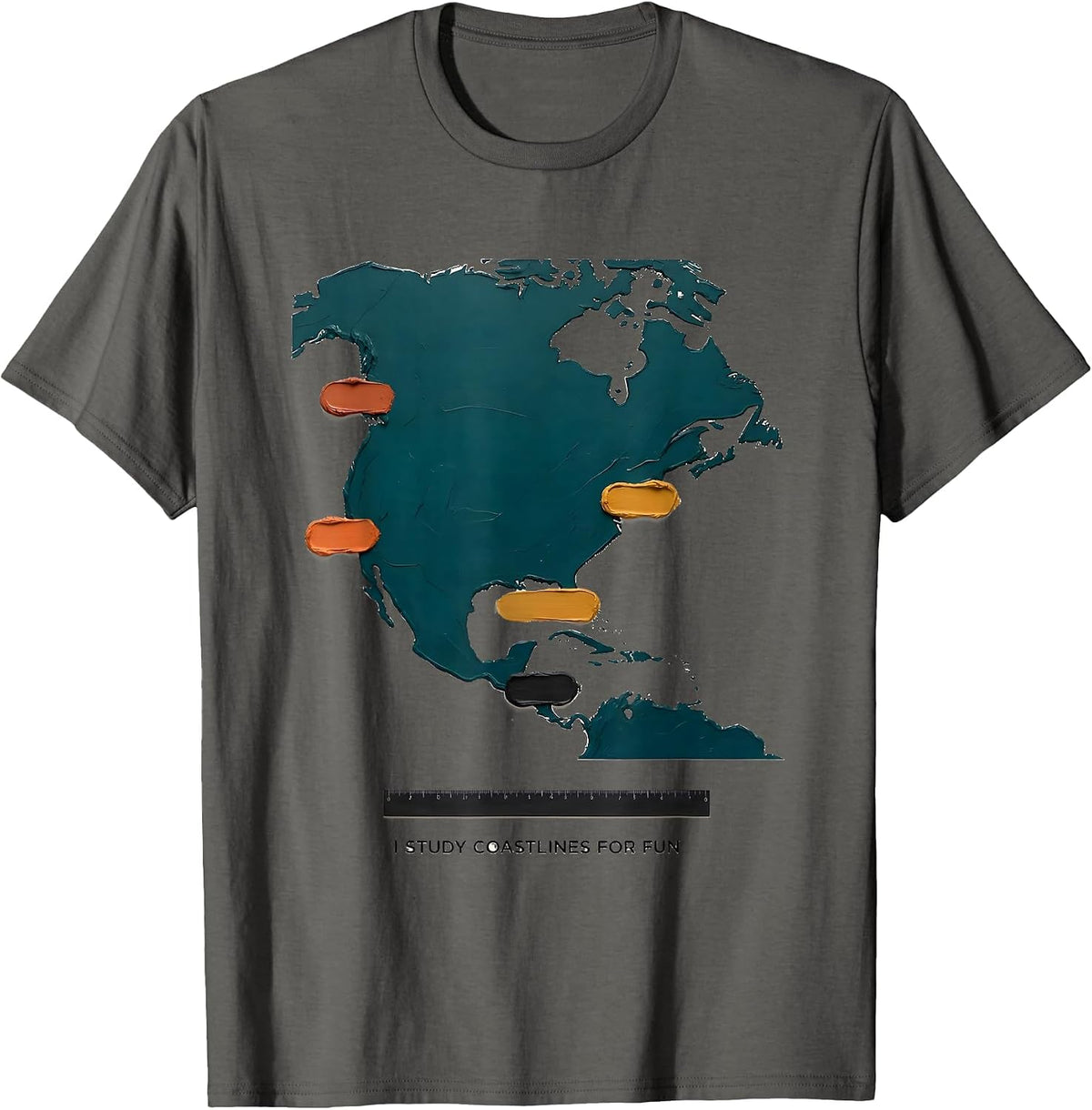 I Study Coastlines For Fun Geography Enthusiast Map Lover T-Shirt - Asphalt Grey