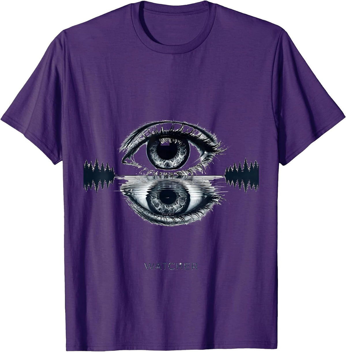 Watcher Minimalist Nature Reflection Forest Wildlife Outdoor T-Shirt - Purple