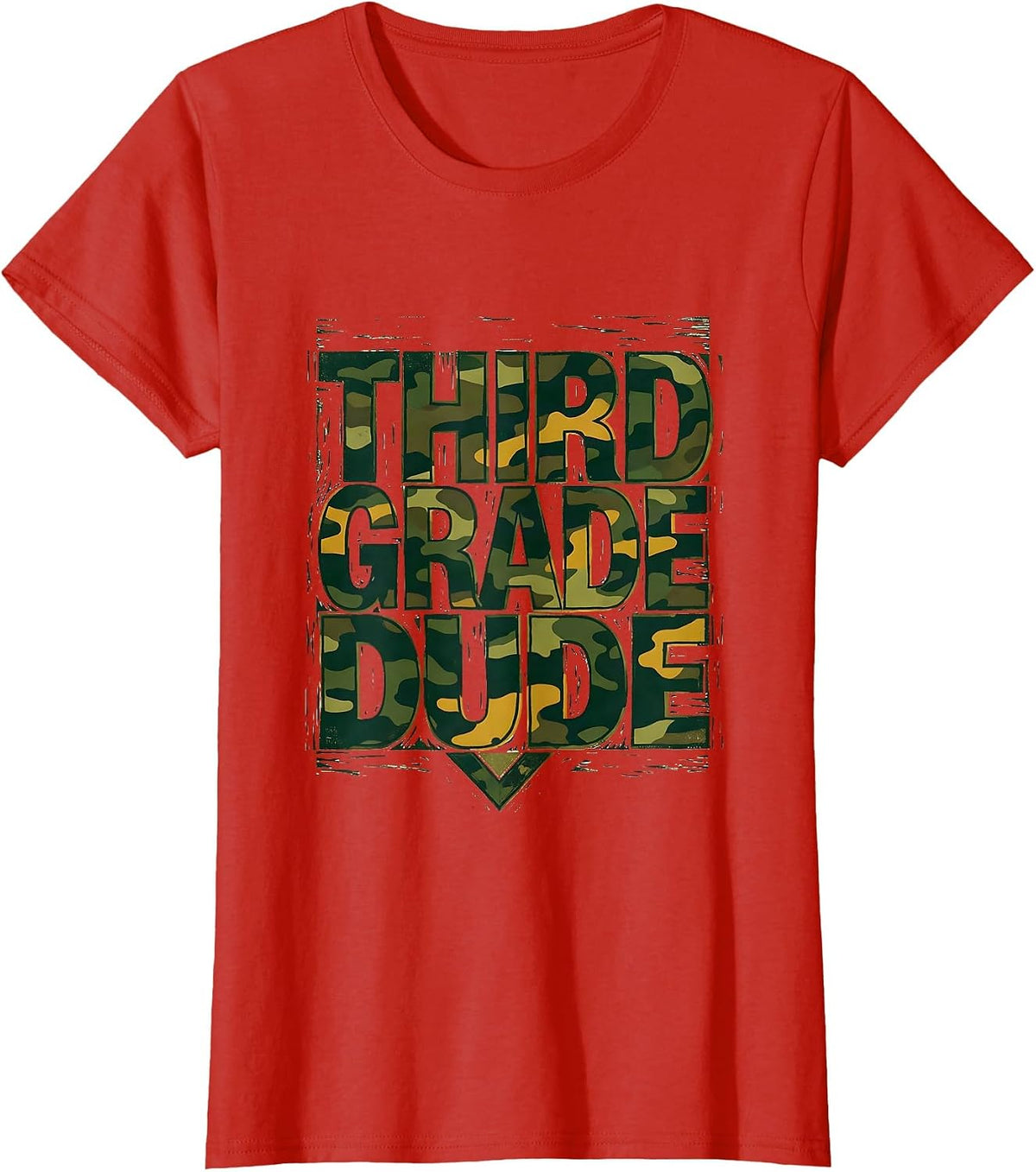 Third Grade Dude Camo Back To School Boys Teacher T-Shirt - Red