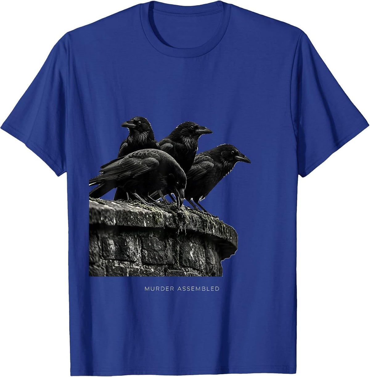 Men's Murder Assembled Dark Humor Crow Raven Bird Lover Gothic T-Shirt - Royal Blue